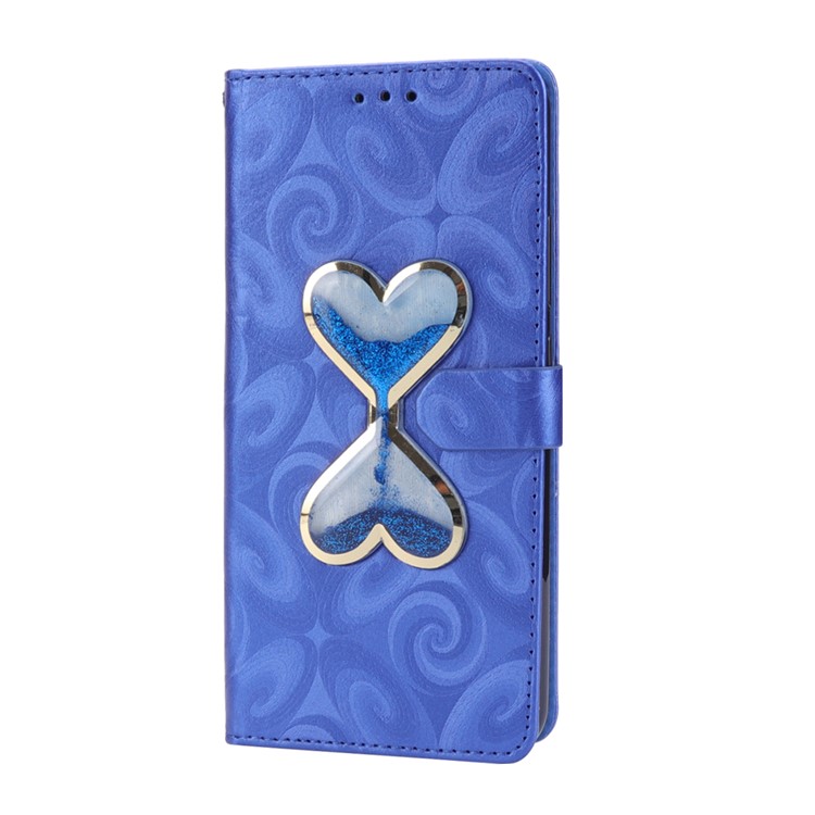 Love Heart Hourglass Quicksand Wallet Flip PU Leather Mobile Cover for Asus Zenfone 5Z ZS620K - Blue-4