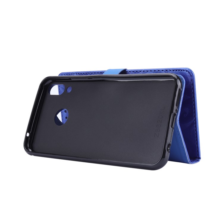 Love Heart Hourglass Quicksand Wallet Flip PU Leather Mobile Cover for Asus Zenfone 5Z ZS620K - Blue-6