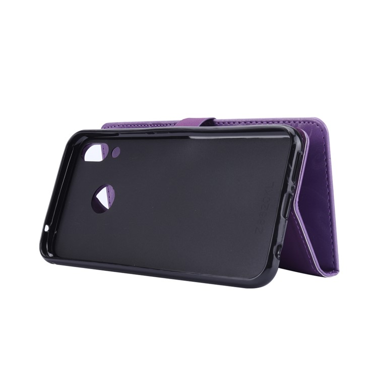 Love Heart Hourglass Quicksand Wallet Flip PU Leather Phone Accessory Cover for Asus Zenfone 5Z ZS620K - Purple-6
