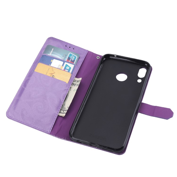 Love Heart Hourglass Quicksand Wallet Flip PU Leather Phone Accessory Cover for Asus Zenfone 5Z ZS620K - Purple-7