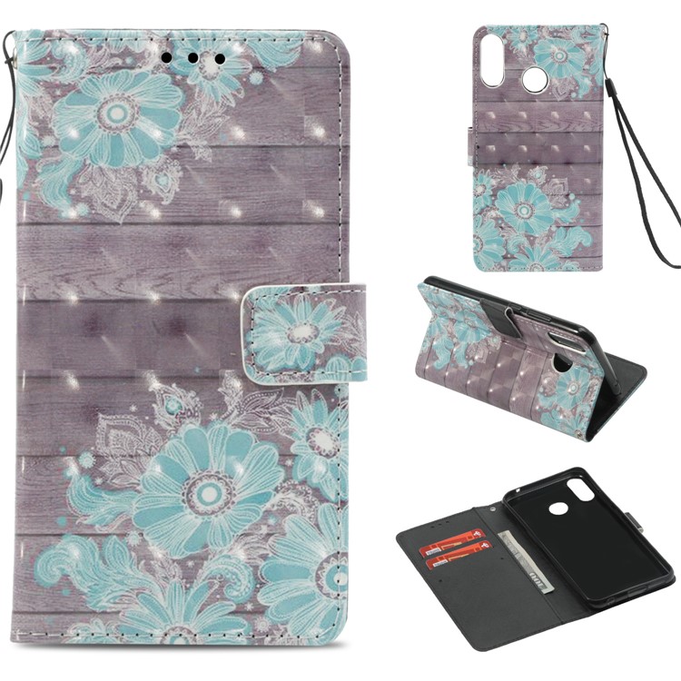 Light Spot Decor Pattern Printing Wallet Leather Flip Stand Shell for Asus Zenfone 5Z ZS620KL - Blue Flower-1