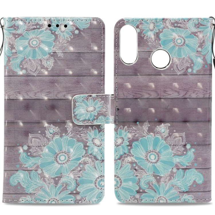Light Spot Decor Pattern Printing Wallet Leather Flip Stand Shell for Asus Zenfone 5Z ZS620KL - Blue Flower-3