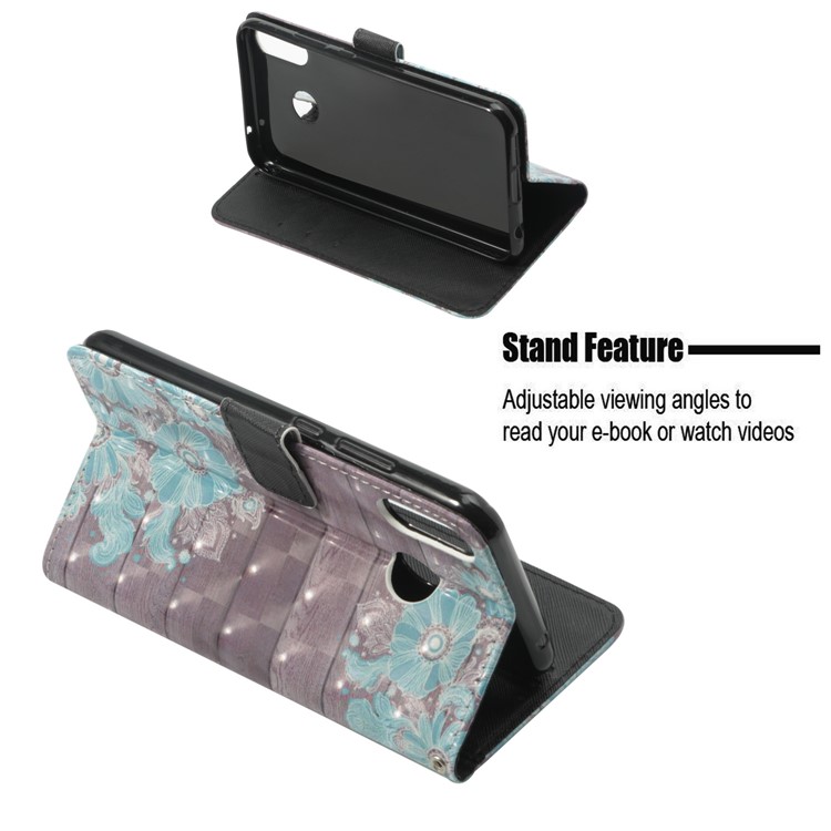 Light Spot Decor Pattern Printing Wallet Leather Flip Stand Shell for Asus Zenfone 5Z ZS620KL - Blue Flower-4