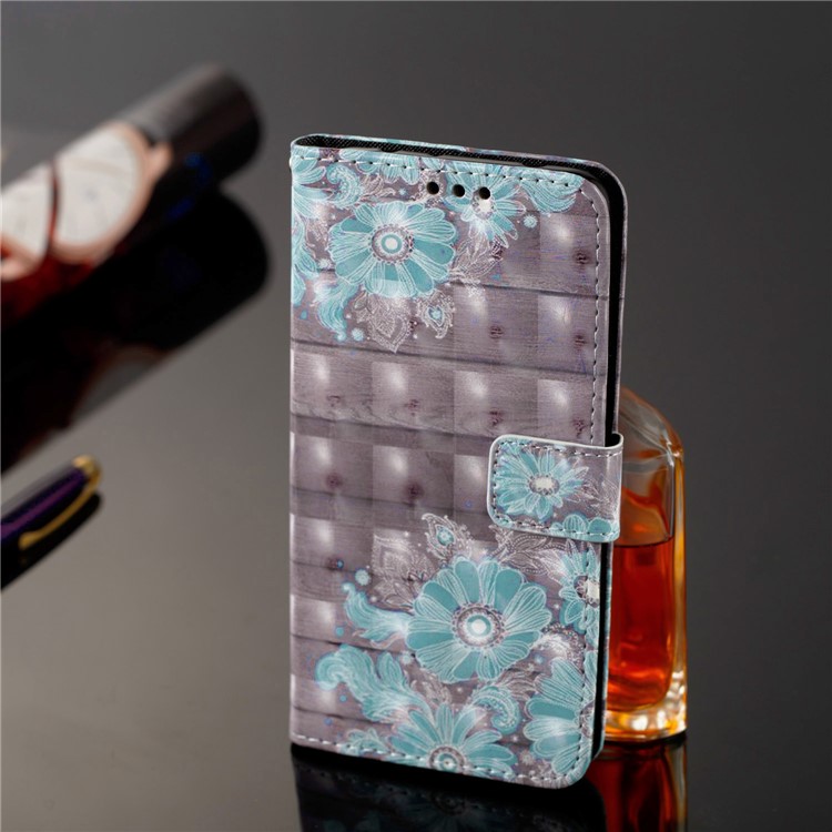 Light Spot Decor Pattern Printing Wallet Leather Flip Stand Shell for Asus Zenfone 5Z ZS620KL - Blue Flower-7