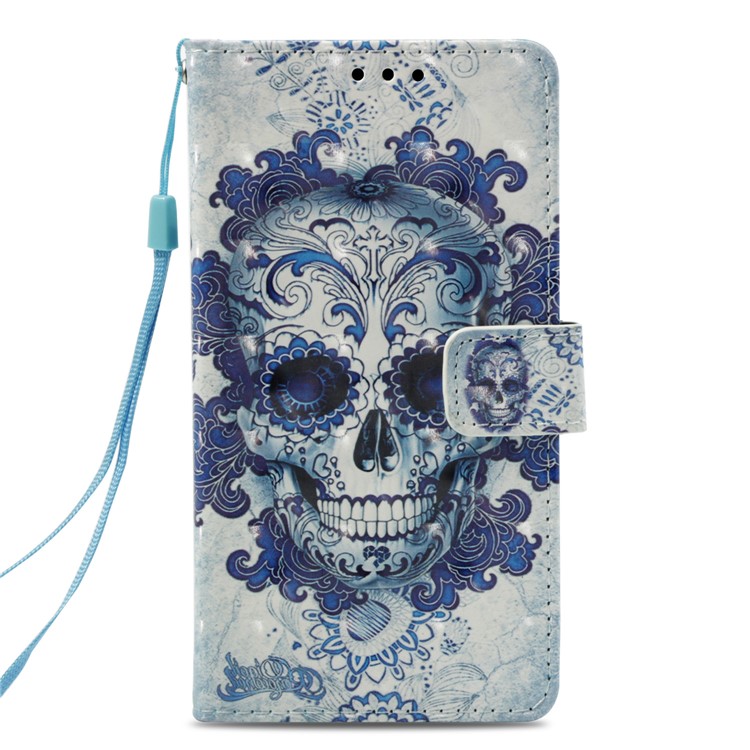 Light Spot Decor Pattern Printing Wallet Stand Leather Cell Phone Case Accessory for Asus Zenfone 5Z ZS620KL - Cool Skull-2