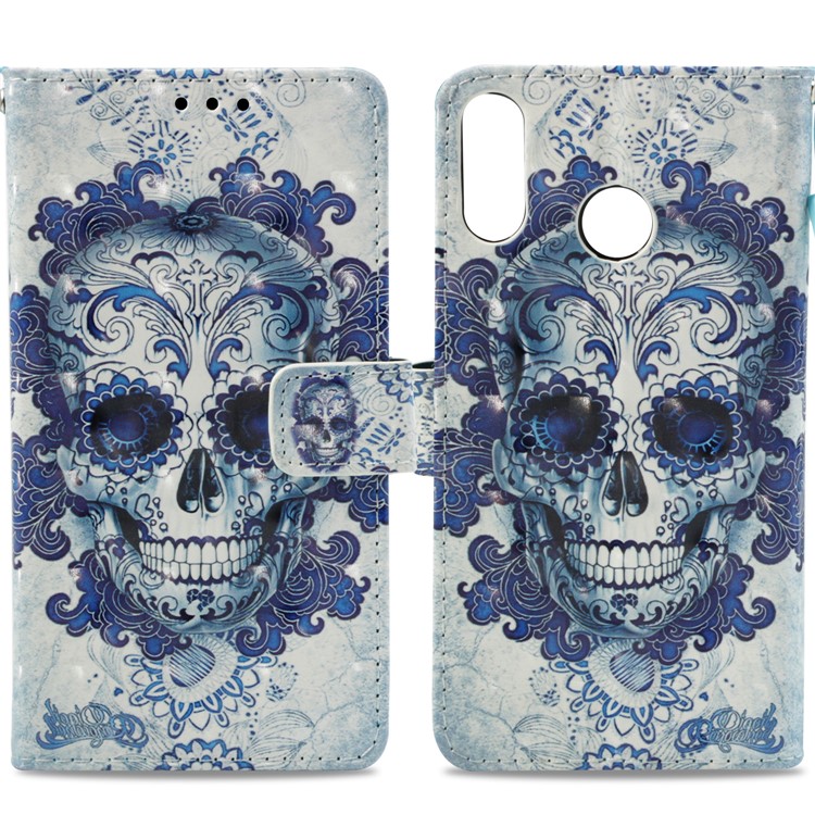 Light Spot Decor Pattern Printing Wallet Stand Leather Cell Phone Case Accessory for Asus Zenfone 5Z ZS620KL - Cool Skull-3
