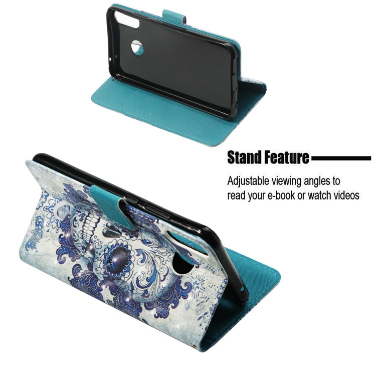 Light Spot Decor Pattern Printing Wallet Stand Leather Cell Phone Case Accessory for Asus Zenfone 5Z ZS620KL - Cool Skull-4