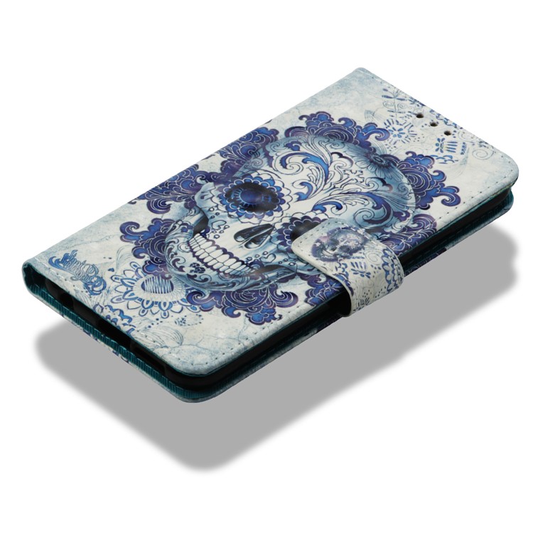 Light Spot Decor Pattern Printing Wallet Stand Leather Cell Phone Case Accessory for Asus Zenfone 5Z ZS620KL - Cool Skull-8