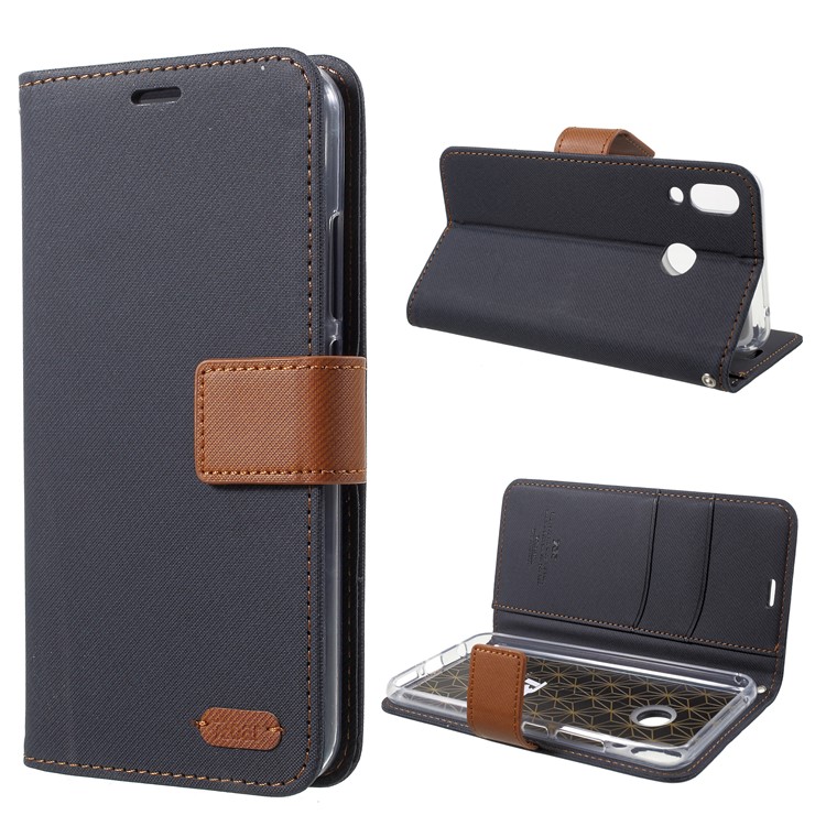 ROAR KOREA Twill Leather Wallet Stand Case for Asus Zenfone 5 ZE620KL - Black-1