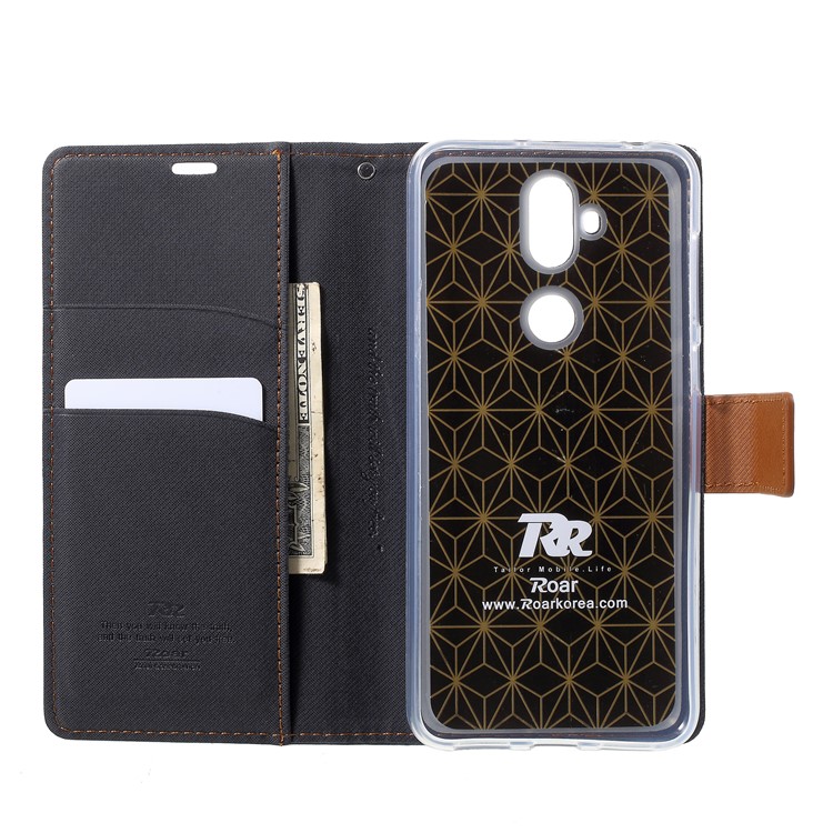 ROAR KOREA Twill Leather Wallet Case for Asus Zenfone 5 Lite ZC600KL - Black-5