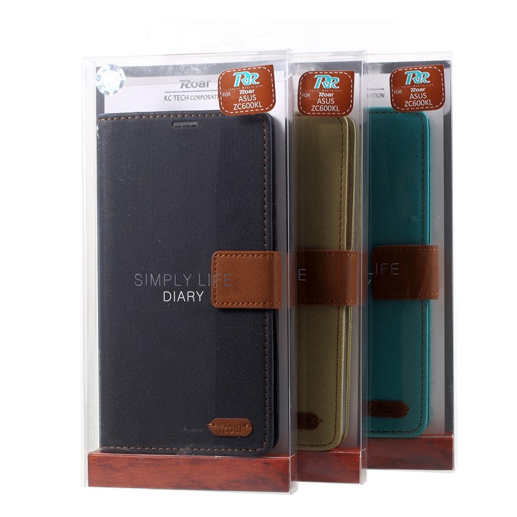 ROAR KOREA Twill Leather Wallet Case for Asus Zenfone 5 Lite ZC600KL - Black-7