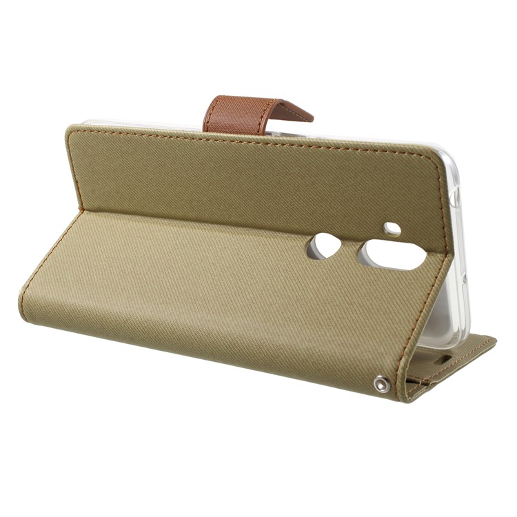 ROAR KOREA Twill Leather Wallet Flip Mobile Cover Case for Asus Zenfone 5 Lite ZC600KL - Khaki-4