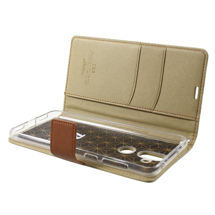 ROAR KOREA Twill Leather Wallet Flip Mobile Cover Case for Asus Zenfone 5 Lite ZC600KL - Khaki-5