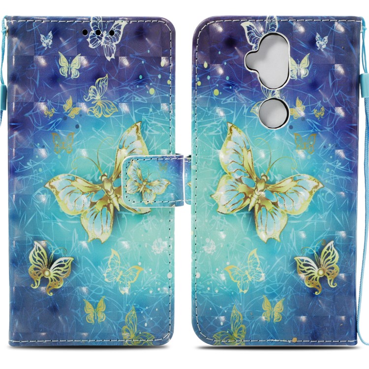 Patterned Light Spot Decor Stand Leather Wallet Case for Asus Zenfone 5 Lite ZC600KL - Gold Butterfly-3