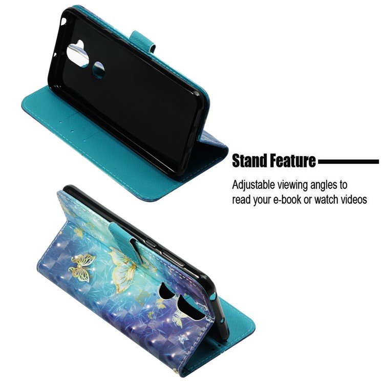 Patterned Light Spot Decor Stand Leather Wallet Case for Asus Zenfone 5 Lite ZC600KL - Gold Butterfly-4