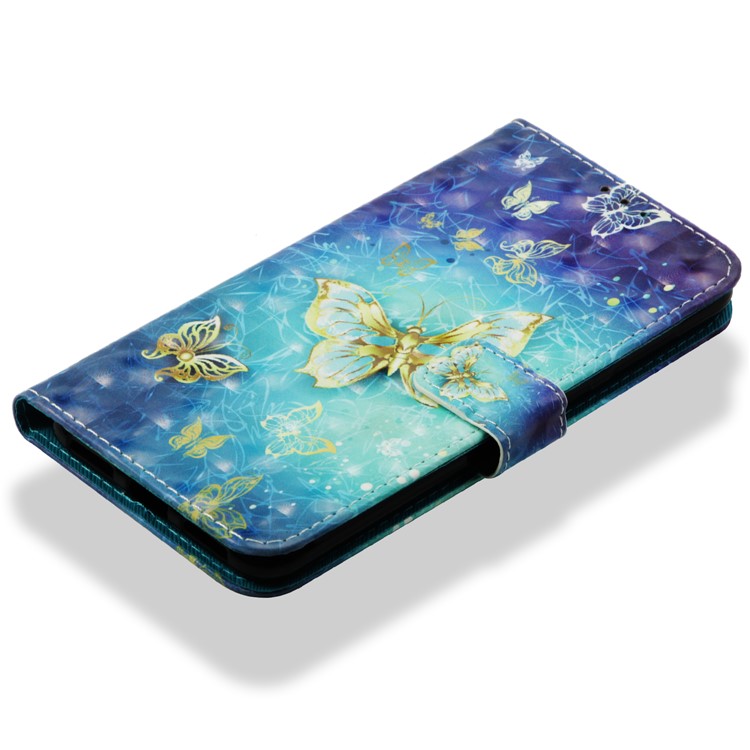 Patterned Light Spot Decor Stand Leather Wallet Case for Asus Zenfone 5 Lite ZC600KL - Gold Butterfly-8
