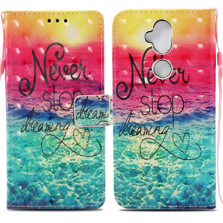 Patterned Light Spot Decor Stand Leather Wallet Cover for Asus Zenfone 5 Lite ZC600KL - Quote Never Stop Dreaming-3