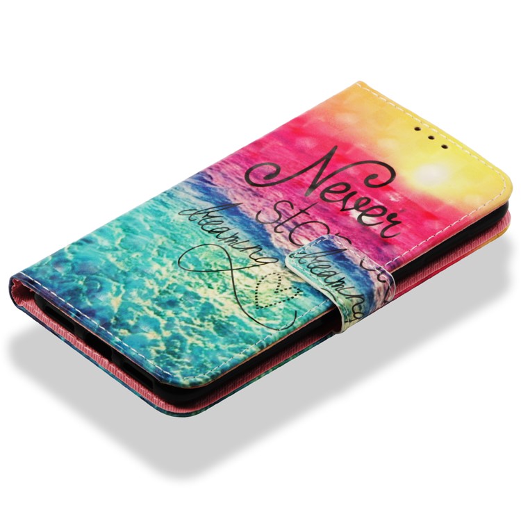 Patterned Light Spot Decor Stand Leather Wallet Cover for Asus Zenfone 5 Lite ZC600KL - Quote Never Stop Dreaming-8