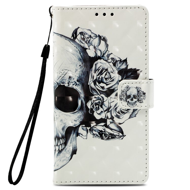 Patterned Light Spot Decor Stand Leather Wallet Casing for Asus Zenfone 5 Lite ZC600KL - Rose Skull-2