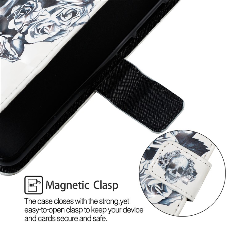 Patterned Light Spot Decor Stand Leather Wallet Casing for Asus Zenfone 5 Lite ZC600KL - Rose Skull-5