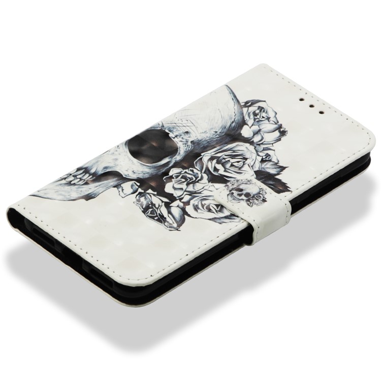 Patterned Light Spot Decor Stand Leather Wallet Casing for Asus Zenfone 5 Lite ZC600KL - Rose Skull-9