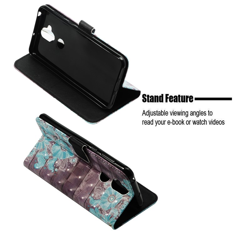 Patterned Light Spot Decor Stand Leather Wallet Flip Case for Asus Zenfone 5 Lite ZC600KL - Blue Flower-4
