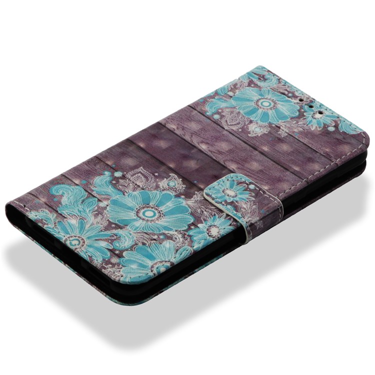 Patterned Light Spot Decor Stand Leather Wallet Flip Case for Asus Zenfone 5 Lite ZC600KL - Blue Flower-7