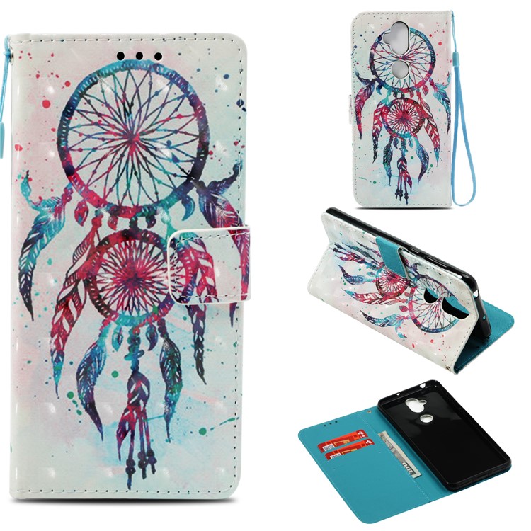 Patterned Light Spot Decor Stand Leather Wallet Phone Shell for Asus Zenfone 5 Lite ZC600KL - Feather Dream Catcher-1