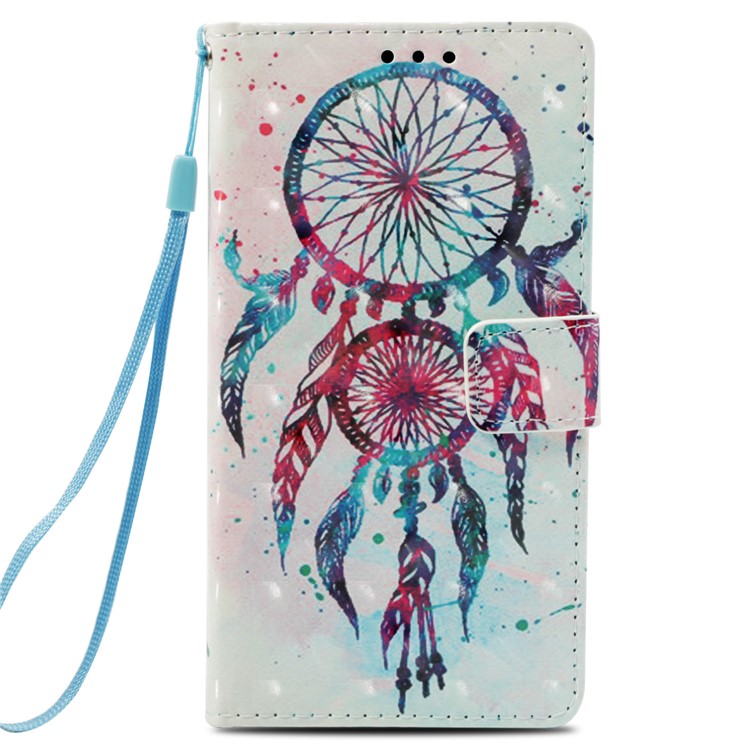 Patterned Light Spot Decor Stand Leather Wallet Phone Shell for Asus Zenfone 5 Lite ZC600KL - Feather Dream Catcher-2