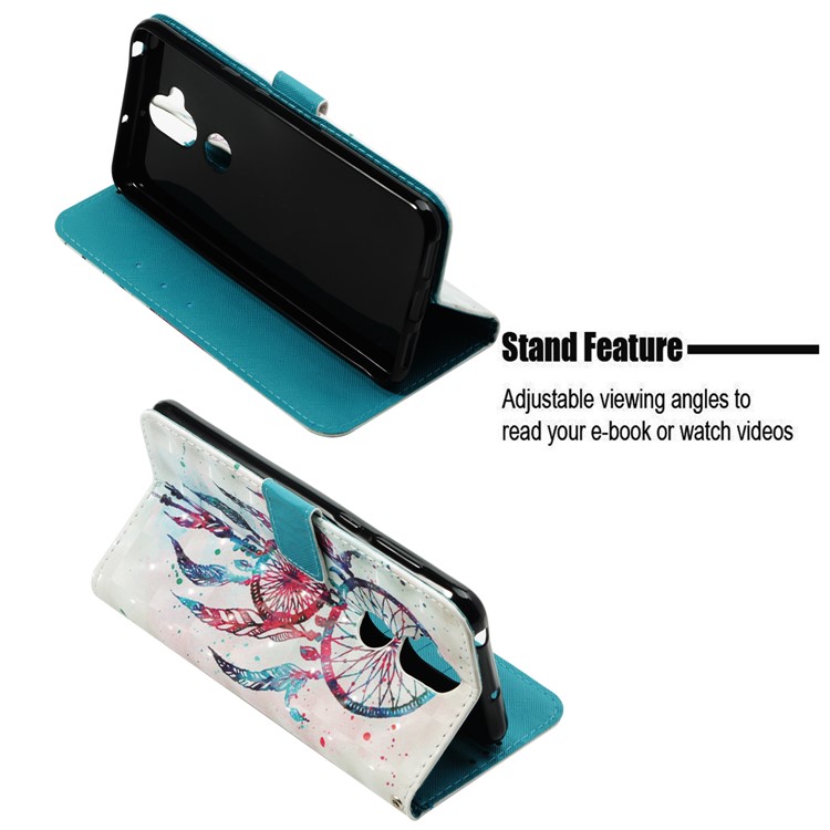 Patterned Light Spot Decor Stand Leather Wallet Phone Shell for Asus Zenfone 5 Lite ZC600KL - Feather Dream Catcher-4