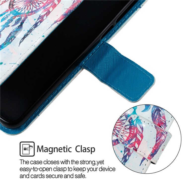 Patterned Light Spot Decor Stand Leather Wallet Phone Shell for Asus Zenfone 5 Lite ZC600KL - Feather Dream Catcher-5