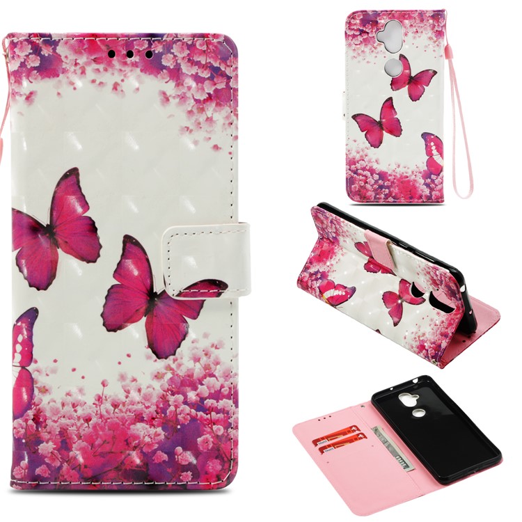 Patterned Light Spot Decor Stand Leather Wallet Mobile Phone Case for Asus Zenfone 5 Lite ZC600KL - Butterflies and Flower-1