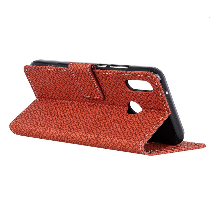Woven Texture Wallet Stand Leather Protector Shell Case for Asus Zenfone Max Pro (M1) ZB601KL / ZB602KL - Brown-4