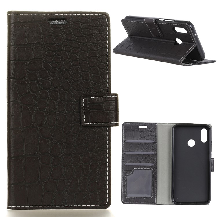 Vintage Crocodile Texture PU Leather Wallet Case for Asus Zenfone Max Pro (M1) ZB601KL - Black-1