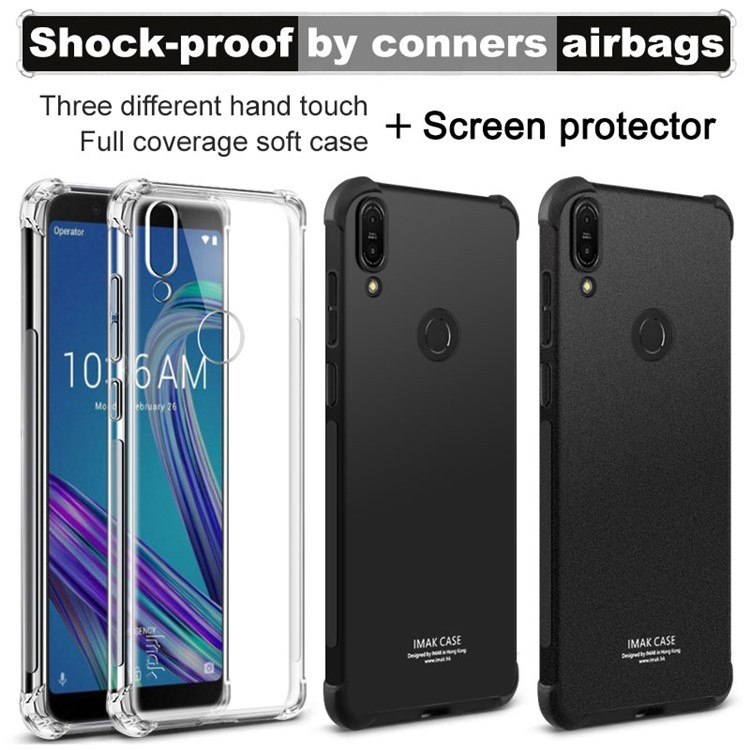 IMAK Skin Feel Airbag Shockproof TPU Case for Asus Zenfone Max Pro (M1) ZB601KL/Max Pro (ZB602KL) - Metal Black-6