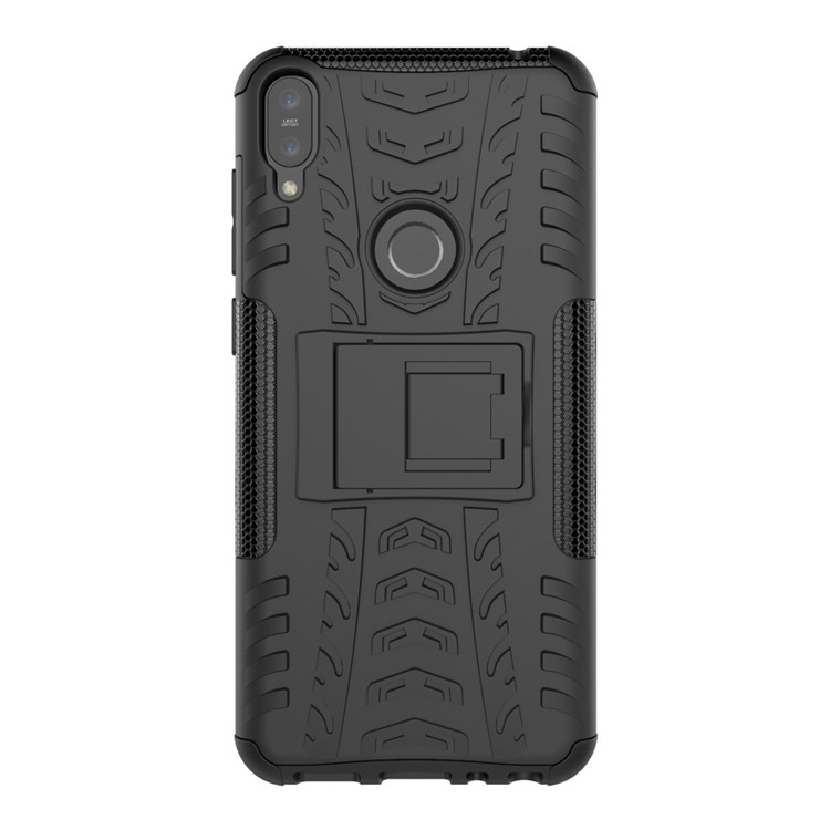 Tyre Pattern Kickstand PC + TPU Hybrid Case for Asus Zenfone Max Pro (M1) ZB601KL / ZB602KL - Black-10