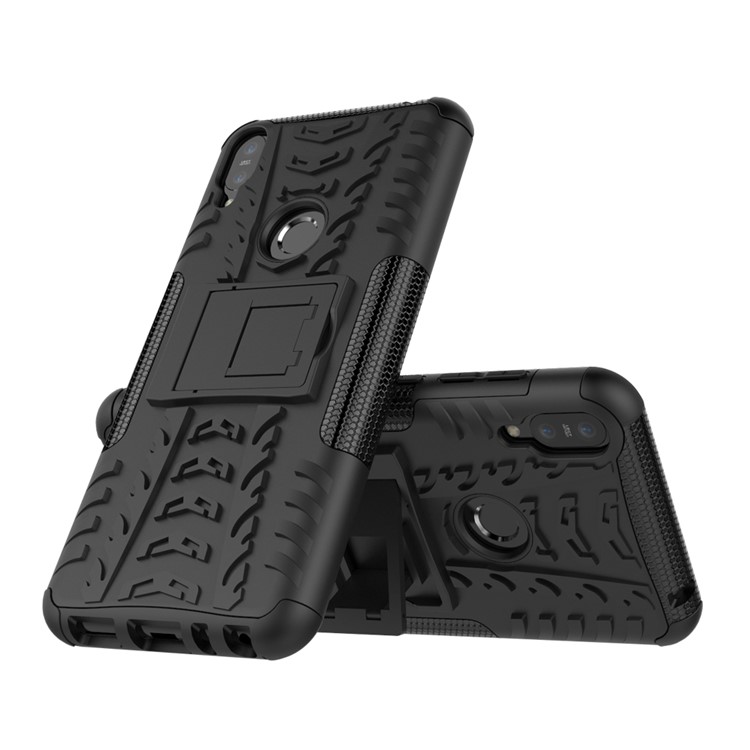 Tyre Pattern Kickstand PC + TPU Hybrid Case for Asus Zenfone Max Pro (M1) ZB601KL / ZB602KL - Black-2