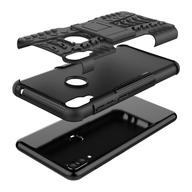 Tyre Pattern Kickstand PC + TPU Hybrid Case for Asus Zenfone Max Pro (M1) ZB601KL / ZB602KL - Black-3