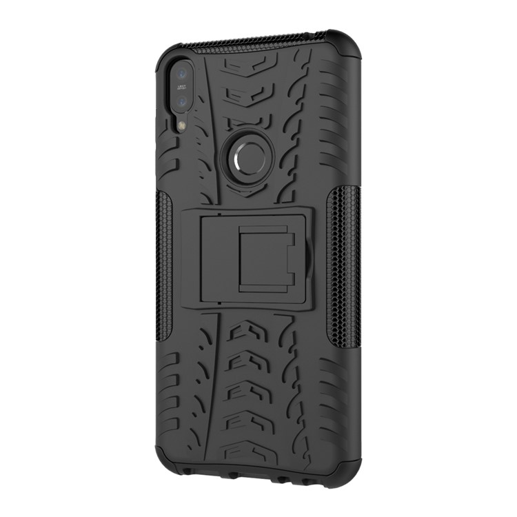 Tyre Pattern Kickstand PC + TPU Hybrid Case for Asus Zenfone Max Pro (M1) ZB601KL / ZB602KL - Black-9