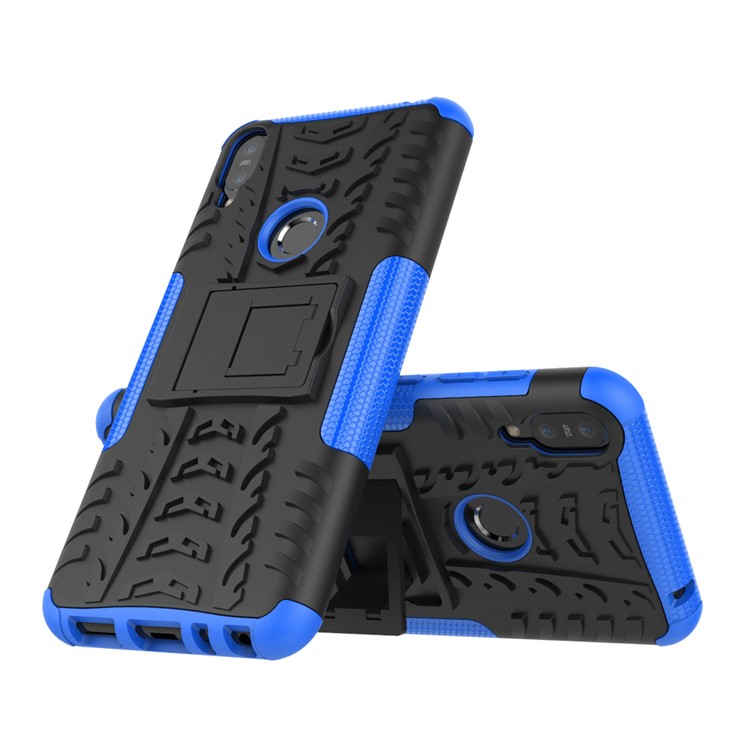 Tyre Pattern Kickstand PC + TPU Hybrid Back Case for Asus Zenfone Max Pro (M1) ZB601KL / ZB602KL - Blue-2
