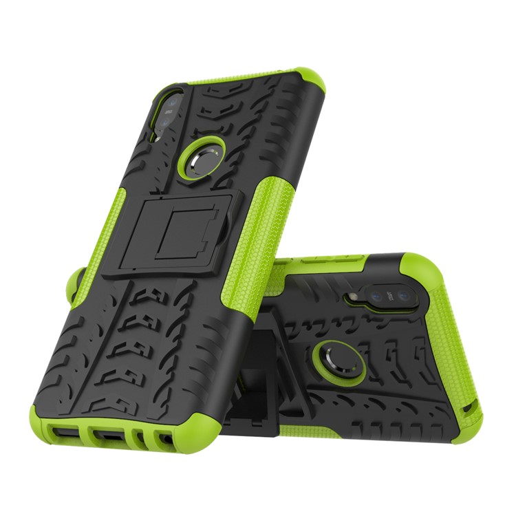 Tyre Pattern Kickstand PC + TPU Hybrid Protective Case for Asus Zenfone Max Pro (M1) ZB601KL / ZB602KL - Green-2
