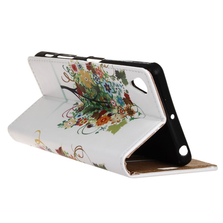 Patterned PU Leather Folio Wallet Stand Folio Phone Shell for Asus ZenFone Lite (L1) ZA551KL / Live (L1) ZA550KL - Green Tree with Flower and Fruits-4