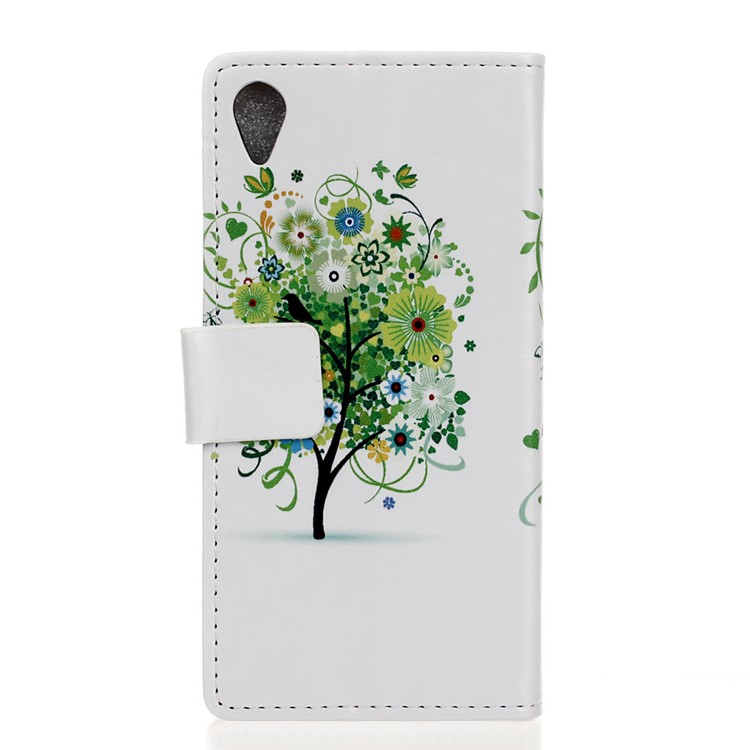 Portefeuille En Cuir PU À Motifs Portefeuille Folio Folio Boîtier Accessoire Pour Asus Zenfone Live (l1) ZA550KL - Arbre Vert-3
