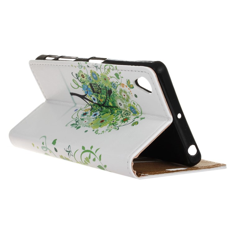 Portefeuille En Cuir PU À Motifs Portefeuille Folio Folio Boîtier Accessoire Pour Asus Zenfone Live (l1) ZA550KL - Arbre Vert-4