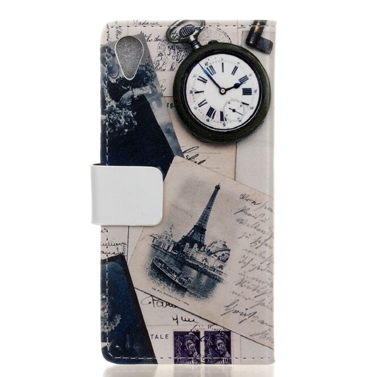 Patterned PU Leather Folio Wallet Stand Folio Cellphone Cover Accessory for Asus ZenFone Live (L1) ZA550KL - Eiffel Tower and Quill-pen-3