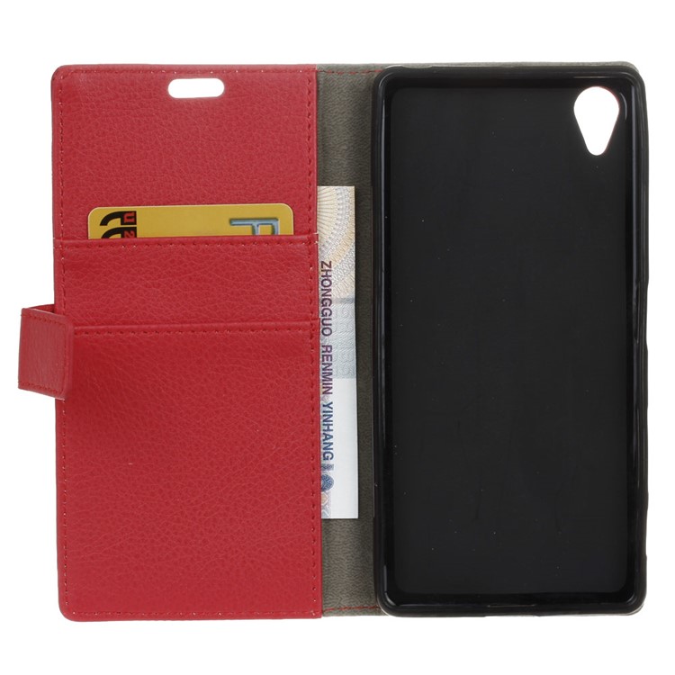 Litchi Texture PU Leather Wallet Magnetic Cover for Asus ZenFone Live (L1) ZA550KL - Red-5