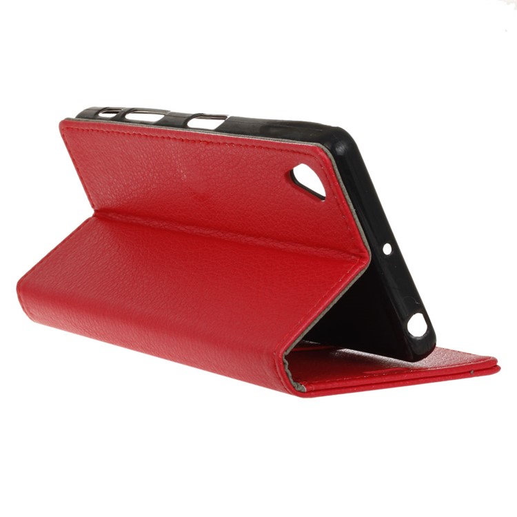 Litchi Texture PU Leather Wallet Magnetic Cover for Asus ZenFone Live (L1) ZA550KL - Red-6
