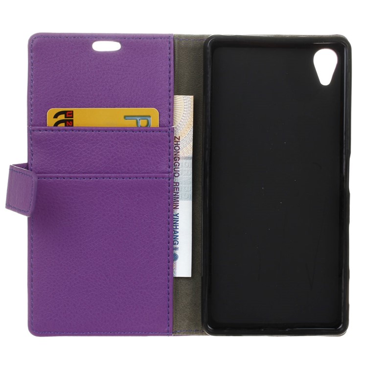 Litchi Texture PU Leather Wallet Stand Cell Phone Cover for Asus ZenFone Live (L1) ZA550KL - Purple-5