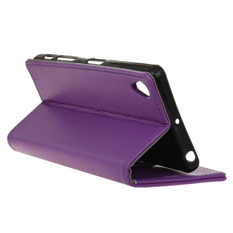 Litchi Texture PU Leather Wallet Stand Cell Phone Cover for Asus ZenFone Live (L1) ZA550KL - Purple-6