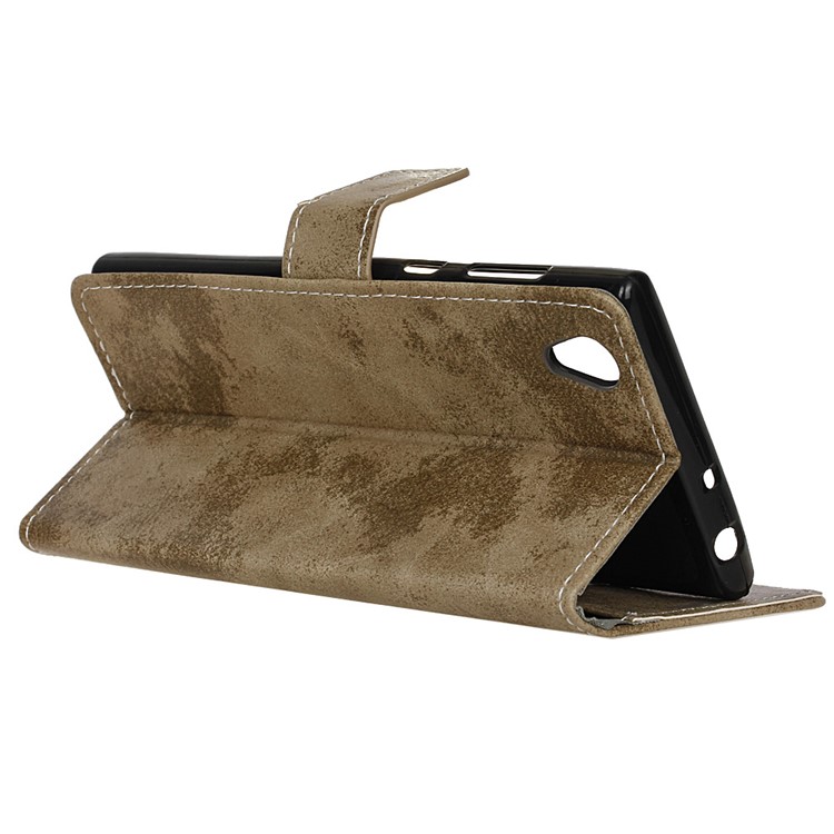 Vintage Style PU Leather Protection Mobile Case Cover for Asus ZenFone Live (L1) ZA550KL - Khaki-7